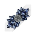 thumbnail image 2 of Women's Elastic Stretchy Belts, Vintage Elegant Rose Flower Rhinestone Waistband for Dress Coat 70x6cm/27.6x2.4' White Band-Blue, 2 of 6