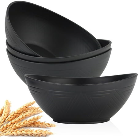 

HYKE 9.6 inch Serving B Large Serving Dishes for Wedding Parties 60 Oz for Salad Side Dishes Pasta Oval Shape Microwave & Dishwasher Safe Set of 4 Black