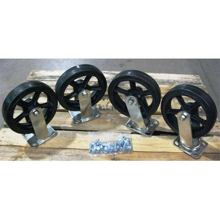 Wesco Platform Trucks - Wesco 272202 6 inch Moldon Rubber Casters for Steel Platform Truck