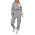 thumbnail image 3 of Bovxnpu Womens 2 Piece Outfits Tracksuit Sets Hooded Long Sleeve 2 Piece Casual Sportwear Set Matching Outfits, 3 of 9
