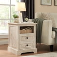 thumbnail image 5 of Vecenuy Nightstand Set of 2 with Charging Station, Bedside Table with Open Storage & 2 Drawers, 18" Retro Side for Bedroom Living Room, Washed Gray, 5 of 9