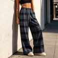 thumbnail image 4 of ZZwxWA Womens Plaid Checkered Pants High Waist Pajama Pants Drawstring Lounge Wide Leg Baggy Oversized Sweatpants with Pockets, 4 of 5