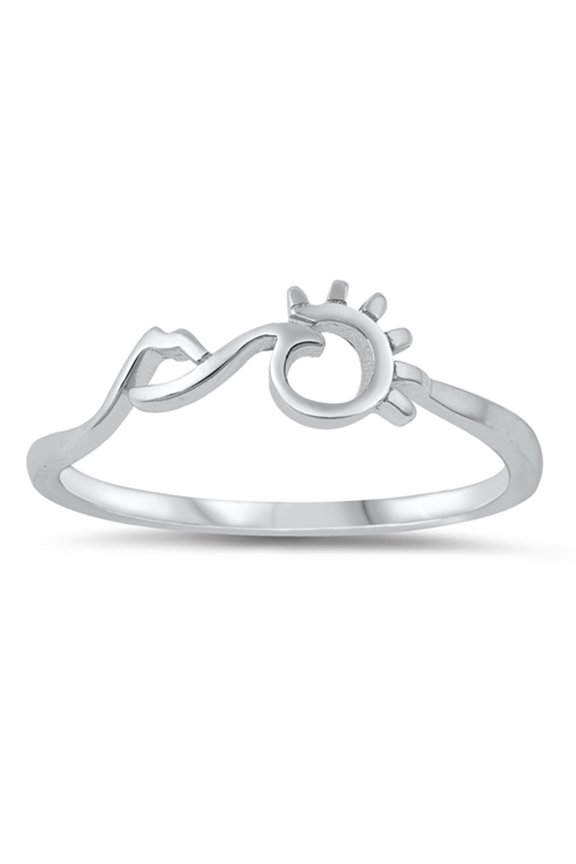 Sun Mountain Scene Ring .925 Sterling Silver Band Jewelry Female Male Unisex Size 4