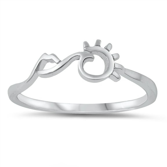 Sun Mountain Scene Ring .925 Sterling Silver Band Jewelry Female Male Unisex Size 6
