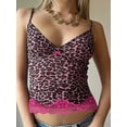 thumbnail image 3 of Yunliwuli Women Summer Crop Camisole Lace Patchwork Leopard Spaghetti Strap Tank Tops Sleeveless T-Shirt for Streetwear Clubwear, 3 of 8