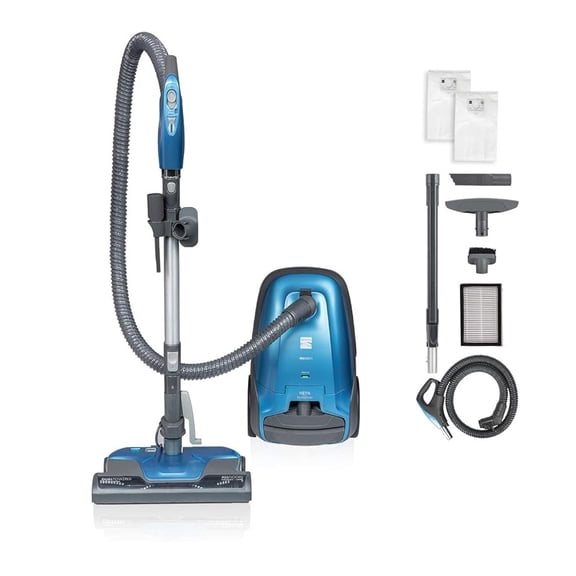 Kenmore Pet Friendly Lightweight Bagged Canister Vacuum Cleaner with Extended Telescoping Wand, HEPA, 2 Motors, Retractable Cord, and 4 Cleaning Tools, Blue