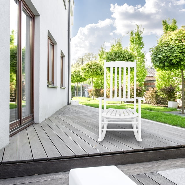 N001 Chaise Berçante en Bois Résistante aux Intempéries pour Porche, Intérieur, Extérieur, Jardin, Pelouse, Décoration