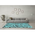 thumbnail image 3 of Ahgly Company Machine Washable Indoor Rectangle Abstract Turquoise Blue Modern Area Rugs, 6' x 9', 3 of 4