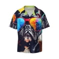 thumbnail image 2 of Lsque Rainbow Bulldog Sunglasses print Men's Cuban Collar Short Sleeve Shirt Summer Beachwear Casual Button Down Fashionable Vacation Leisure Shirt-4X-Large, 2 of 7