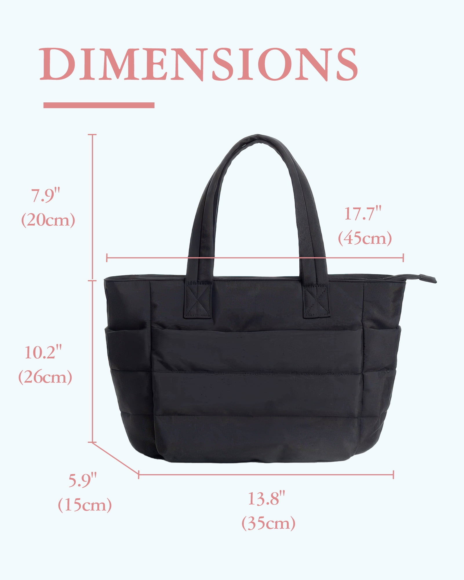 Gynky Tote Bag for Women, Lightweight Puffy Tote Handbag, Quilted Satchel Crossbody Bag for Women Work Travel, Black