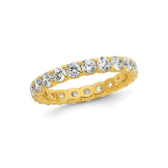 Gold Plated Sterling Silver Eternity Band Ring with Cubic Zirconia (CZ)s (3mm) for Women