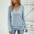 thumbnail image 2 of EDFBUYKRS Fall Button Down Shirts for Women Solid Color Long Sleeve Blouses Fall Work Casual Tops with Pocket L, 2 of 5