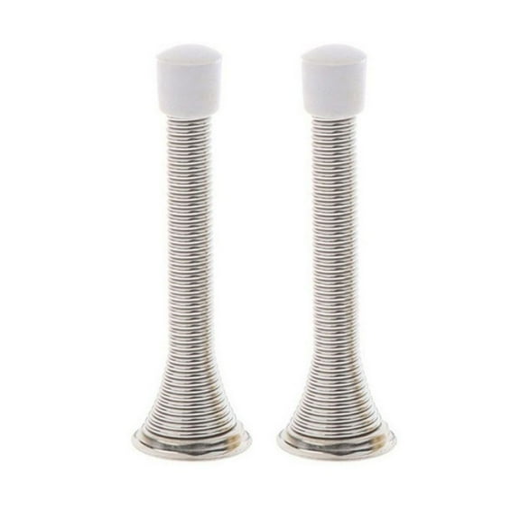 2PCS Stainless Steel Spring Door Stopper with Base Plate and Screws for Wall Protection in Silver Black Gold