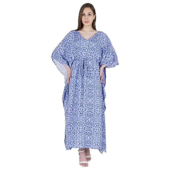Moomaya Womens Sleep Kaftan V-Neck Cover Up Long Caftan Maxi Dress