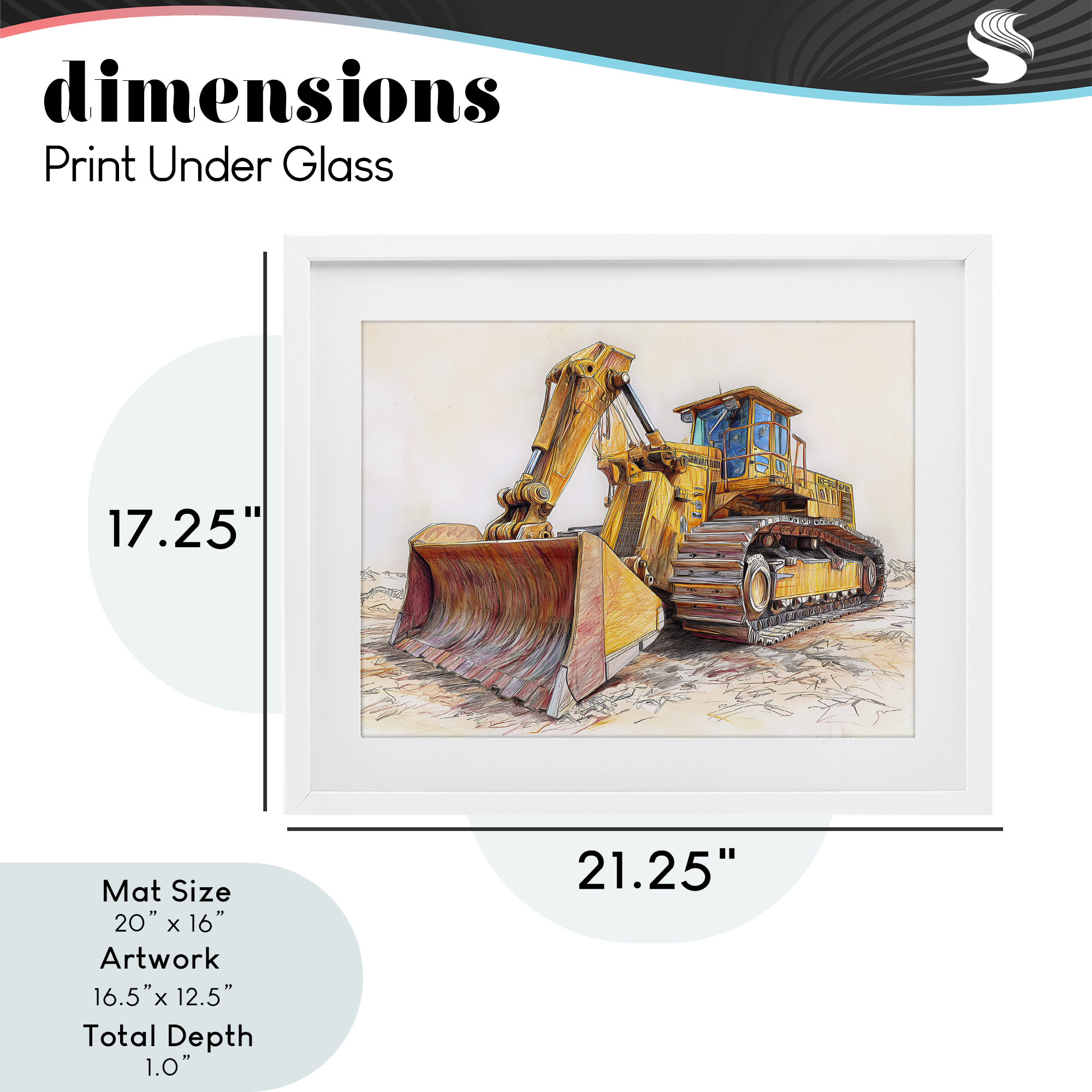 Stupell Industries Industrial Bulldozer Drawing White Framed Print Under Glass, design by Steve Hunziker