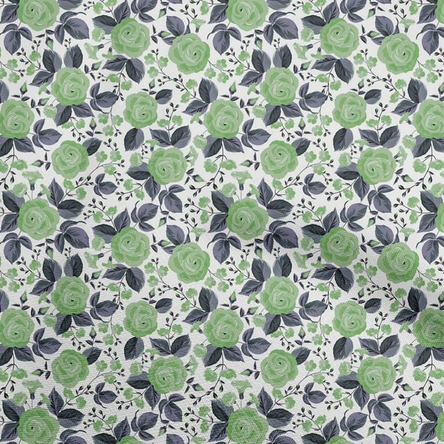 oneOone Velvet Green Fabric Florals Fabric For Sewing Printed Craft Fabric By The Yard 58 Inch Wide