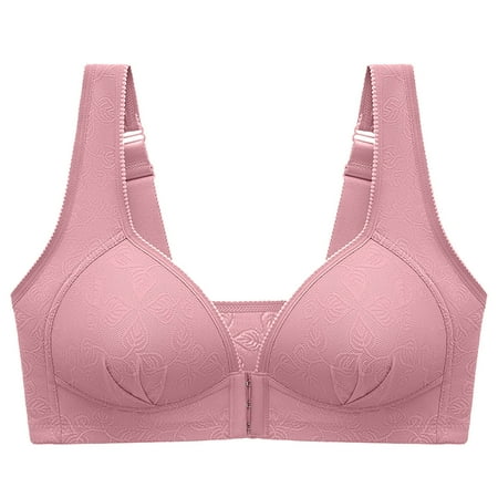 

Qiaocaity Women Sports Bras Ladies Traceless Comfortable No Steel Ring Vest Breathable Gathering Front Opening Buckle Bra Woman Underwear Pink 2XL
