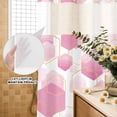 thumbnail image 2 of No Hook Shower Curtain with Built-in Rings - Pink White Gold Geometric Washable Waterproof Fabric Bathroom Curtains for Hotel,Rentals, Stall 48 X 72 Inch , Modern Abstract Hexagon Pattern, 2 of 8