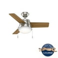 thumbnail image 5 of Hunter 36 inch Small Indoor Ceiling Fan with LED Light and Pull Chain - Modern Ceiling Fan, Standard Mount, 3 Blades, For Bedroom, Home Office, or Laundry Room, Quiet - Aker 59303, Brushed Nickel, 5 of 16