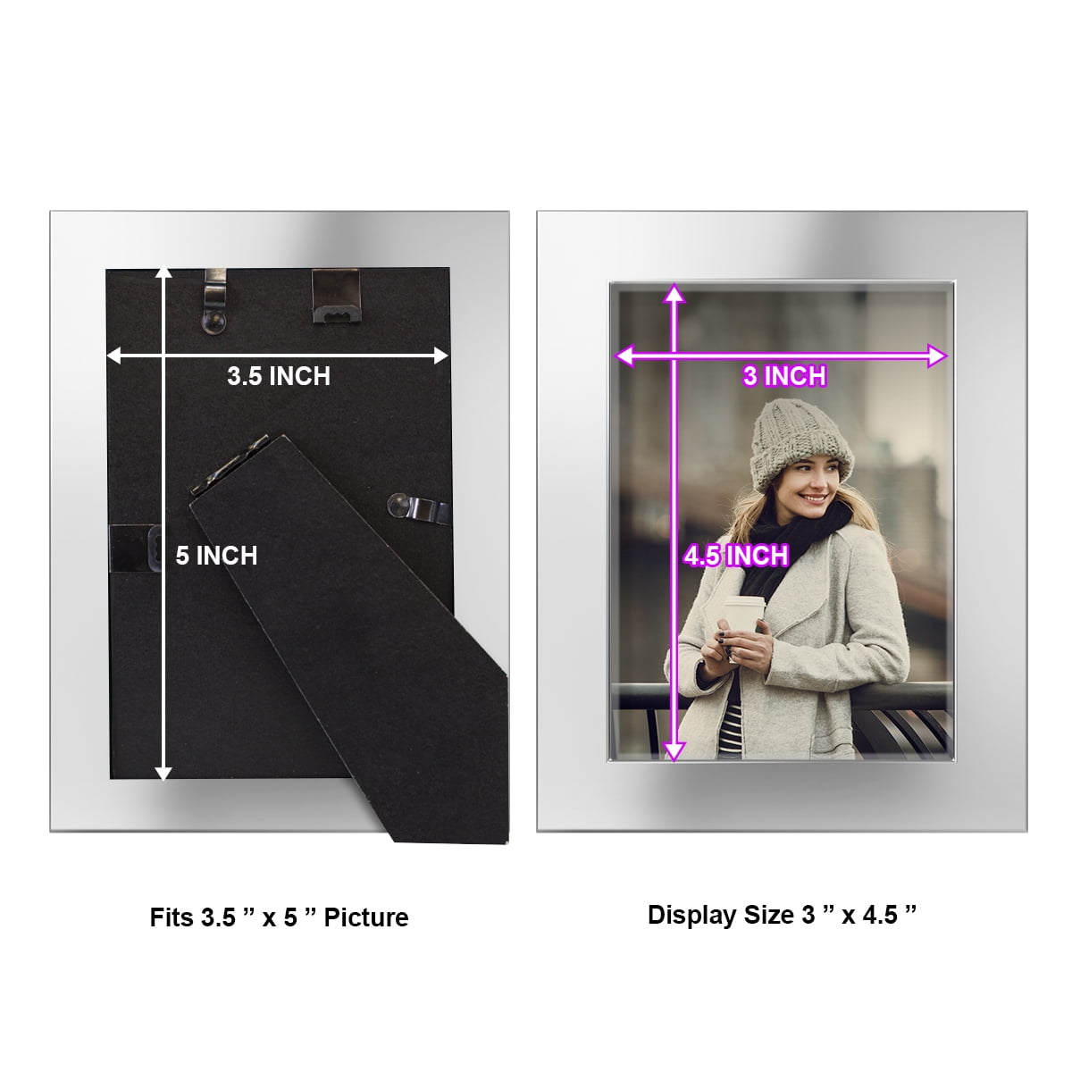 3.5x5 Solid Wood Picture Frame - Silver