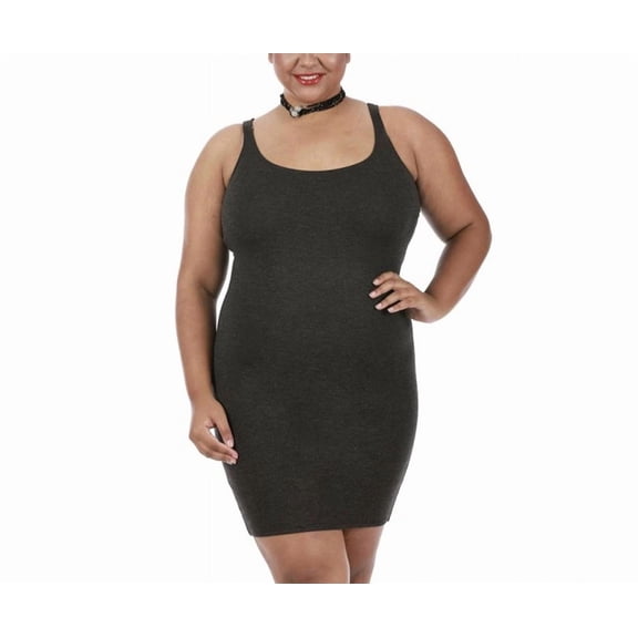 InstantFigure Curvy Plus Size Short Sleeveless Scoop Neck Dress 168031C