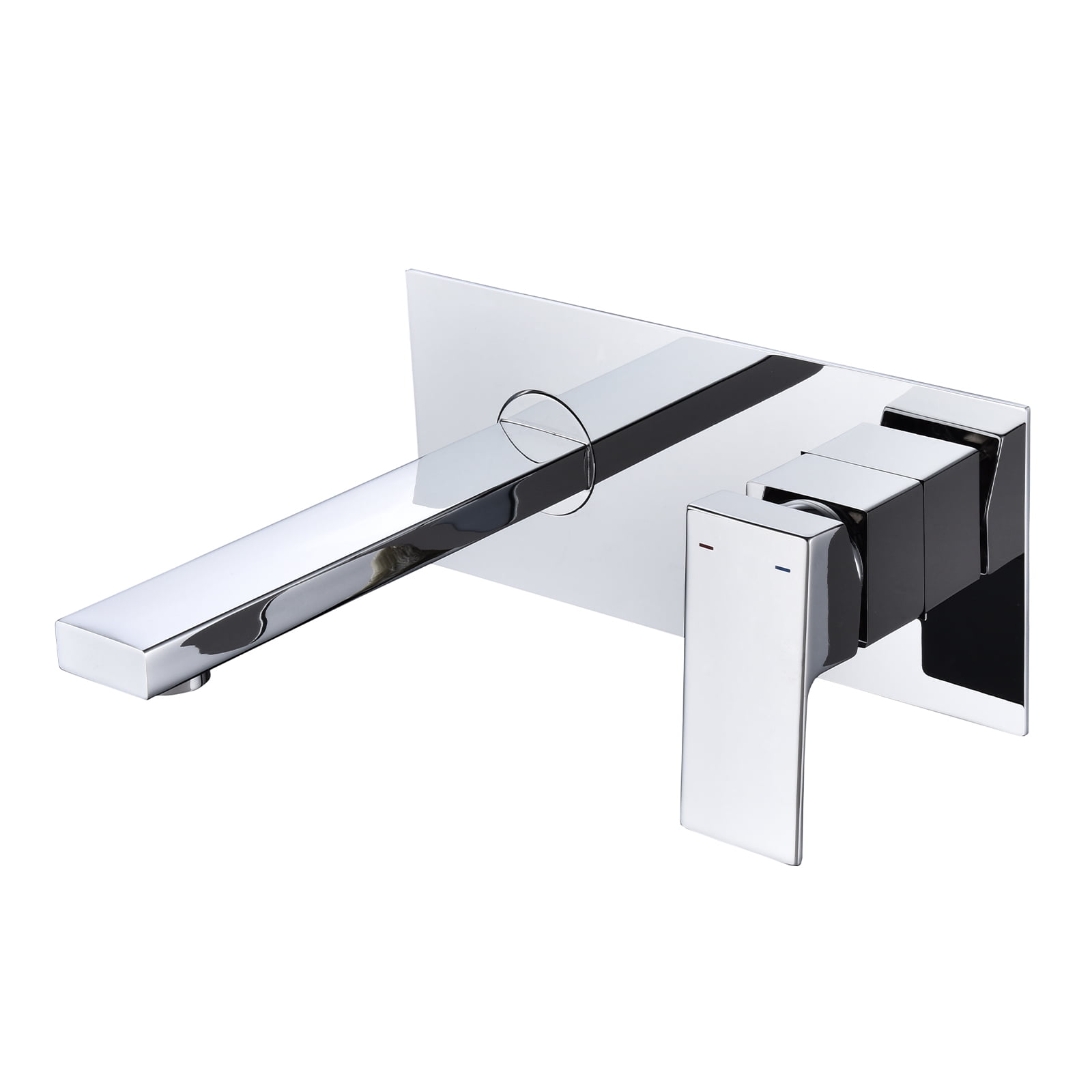 Dawot Wall Mount Single Handle Bathroom Faucets, Polished Chrome Vessel Sink Bathtub Solid Brass Mixer Taps, Hot and Cold Spout Wall Mount Faucet, Rough in Valve Included