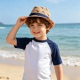 thumbnail image 4 of ZHOGXU Kids Sun Hat Summer Trimmed Beach Hat Casual Jazz Style For Kids 3-8 Years Daily Casual Wear, 4 of 5