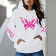 thumbnail image 2 of Wang6 Graphic Hoodies for Womens Causal Loose Fit Butterfly Printed Pullover Sweatshirts Trendy White Fall Long Sleeve V Neck Tops with Pockets White XL, 2 of 5