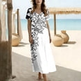 thumbnail image 7 of Gamivast Plus Size Dresses for Women V-Neck Short Sleeve Maxi Dress Floral Dress Loose Fit Long Dress Boho Beach Dress Vacation Sundress Resort Wear for Cruise White XXL, 7 of 7
