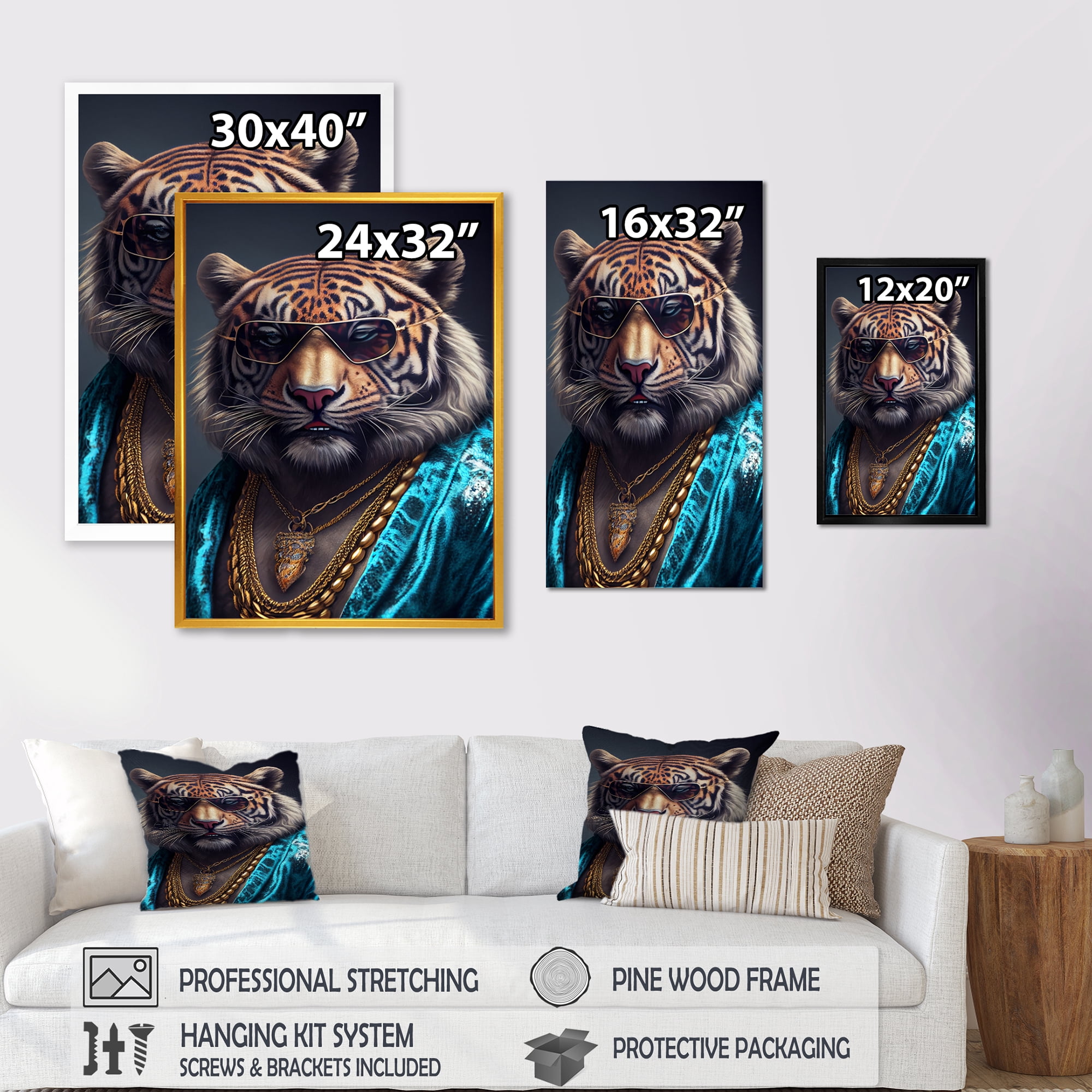 Designart Tiger Gambler II Canvas Wall Art