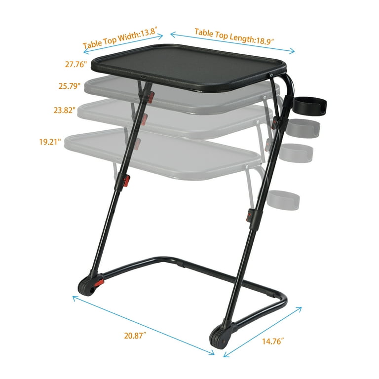 Mainstays Rectangle Adjustable TV Tray Folding Indoor Table Black
