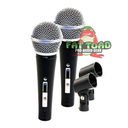 Dynamic Vocal Microphones with Clips (2 Pack) by Fat Toad Professional Cardioid Handheld, Unidirectional Mic Singing Microphone Designed for Music Stage Performances & Studio Recording or DJ (Best Music Studio Microphone)