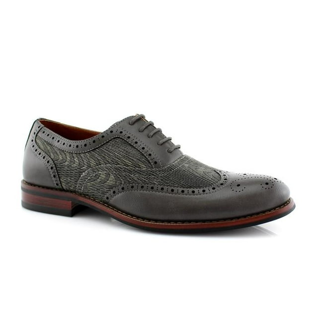 Ferro Aldo Alan M139001G Mens Classic Perforated Duo-Texture Lace-up Wingtip Oxford Dress Shoes