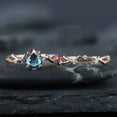 thumbnail image 4 of Pear Cut Alexandrite Diamond Engagement Ring Set 14K Rose Gold Moissanite Branch Twisted Promise Wedding Rings Bridal Set For Women, 4 of 5