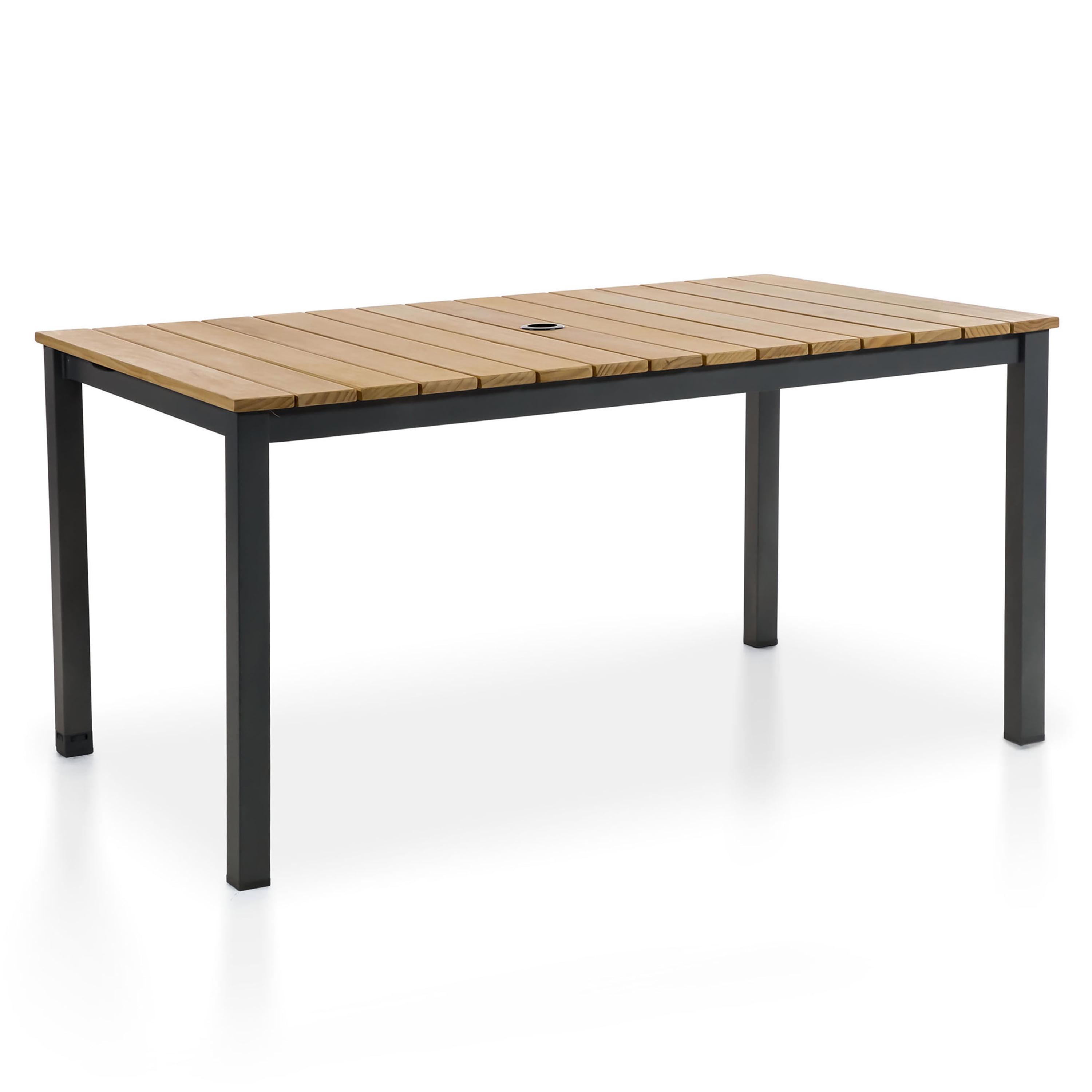 Furniture of America Mack Aluminum Patio Dining Table with Umbrella Hole, Gun Metal