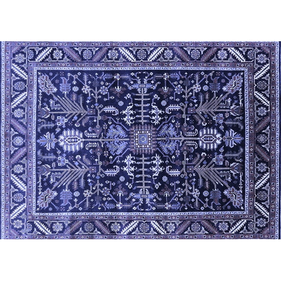 Ahgly Company Machine Washable Indoor Rectangle Oriental Blue Industrial Area Rugs, 2' x 5'