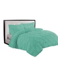 thumbnail image 3 of BedDecor 100% Egyptian Cotton 5PCs Pinch Pleated Duvet Set Solid Aqua blue Color Oversized King Size, 3 of 5