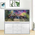 thumbnail image 5 of Galaxy Space Planet Aquarium Background, Waterfall Landscape Tapestry Fantasy Mountain Wave Wall Tapestry Mysterious Neon Plants Fish Tank with Mushroom Design, 5 of 5