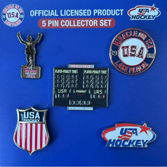 Miracle on Ice 1980 USA Hockey Team Official 5 Collectors Pin Set
