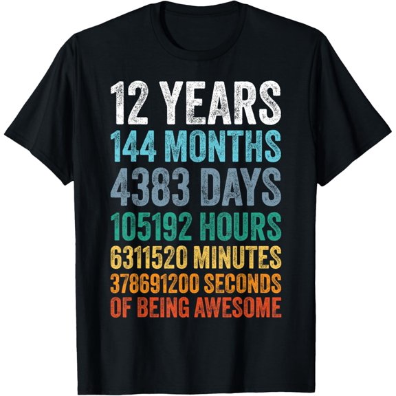 t-shirt 12 Year Old BDay Decorations Son Boy 12yr 12th Birthday T-Shirt mens,black,women,funny,journey,Crew Neck, Short Sleeve,printing