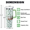 thumbnail image 3 of 40 Oz St Patricks Day Tumbler 3d-Printed Green Irish Shamrocks Tumbler Clover Gifts for Women Men Insulated Travel Cup with Handle Lid and Straw, 3 of 6
