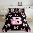 thumbnail image 2 of Castle Fairy Personalized Initial 3pcs King Size Comforter Sets,Dreamy Princess Bedding Comforter Set,Black Pink Super Cozy Bedding Set,Lightweight Kawaii Room Decor,Reversible, 2 of 8