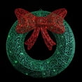 thumbnail image 3 of Northlight 24" LED Lighted Green Glitter Wreath with Red Bow Outdoor Christmas Decoration, 3 of 7