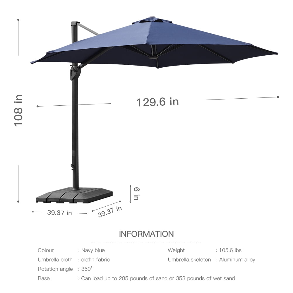Hommoo 11 Ft 360 Degree Rotating Cantilever Offset Patio Umbrella With Base For Garden Deck Backyard And Pool Red Walmart Com Walmart Com