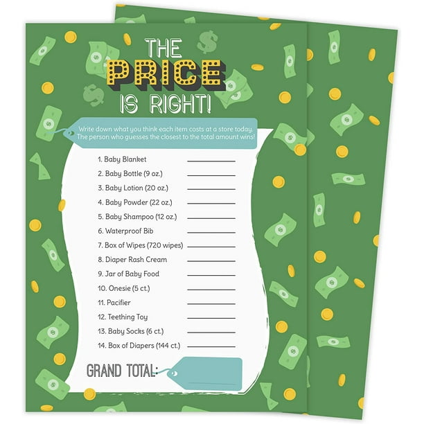 Price is Right Baby Shower Game - Guessing Game Coed Boy ...