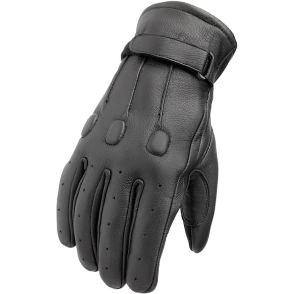 First Mfg Co - Fast Back - Men's Motorcycle Biker Riding Black Leather Gloves - 2X Large - Gel Padding Lightweight Padded Knuckles
