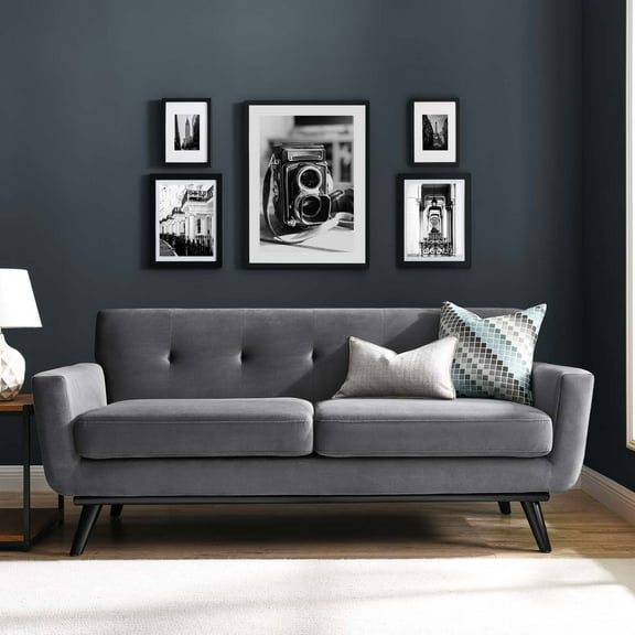 Modway Engage Performance Velvet Loveseat in Gray