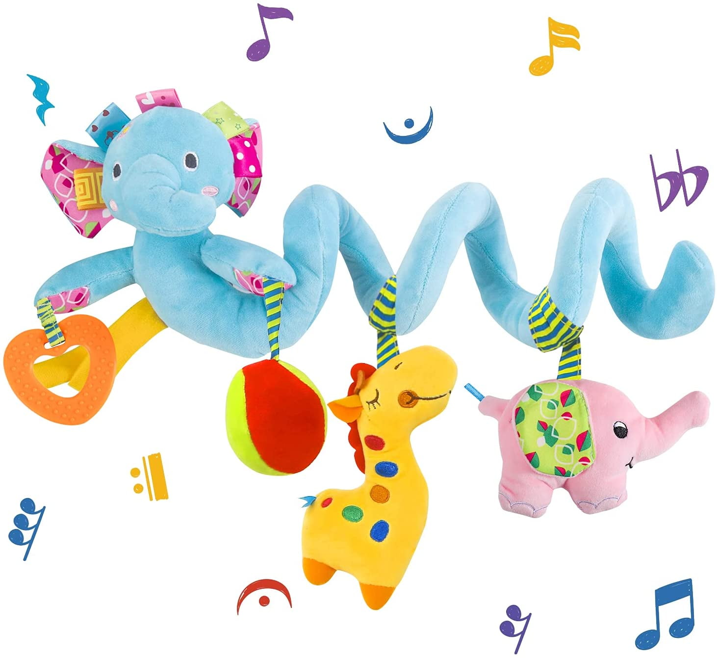 Car Seat Toys, Baby Activity Spiral Plush Stroller bar Toy Accessories