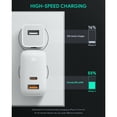 thumbnail image 4 of AUKEY PA-B3 GaN Dual Port A+C PD Charger (A Port 12W + Single C Port 65W) Total Power 65W (US Standard) (White), 4 of 7
