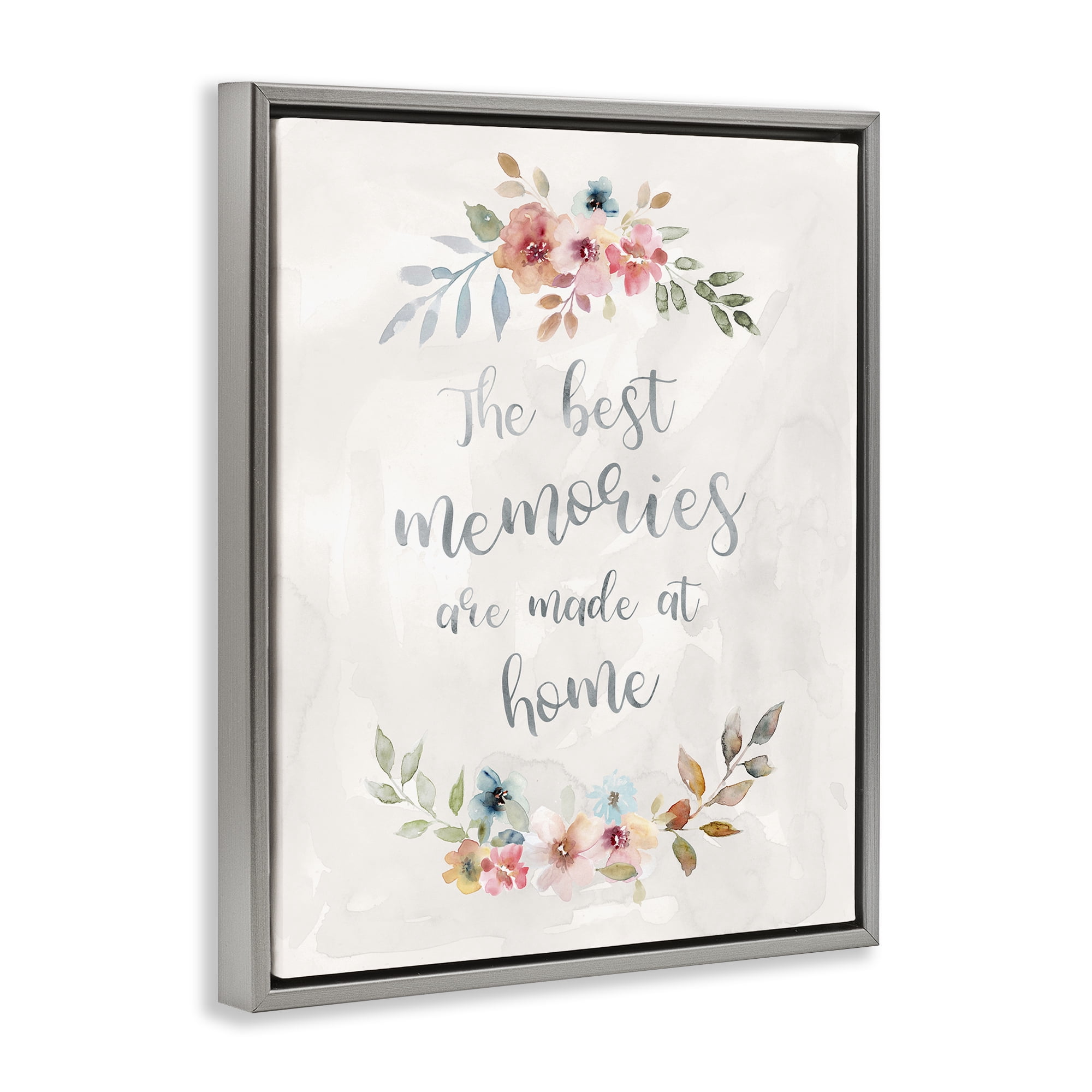 Stupell Industries Best Memories at Home Plants & Flowers Painting Gray Floater Framed Canvas Art Print Wall Art, 25 x 31